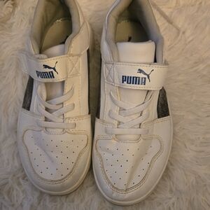 Puma Rebound Layup Kids White and Black Sneakers